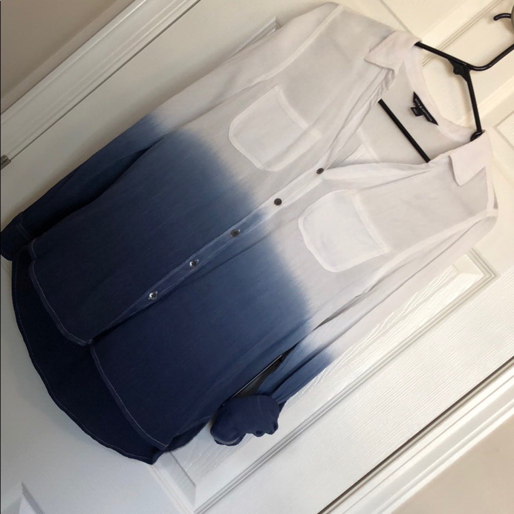 Long sleeve ombré button up shirt
